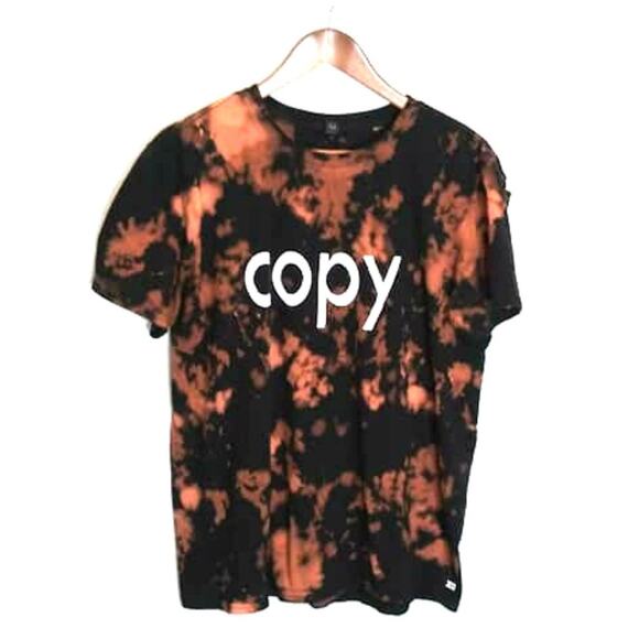 Upcycled Bleached Tie Dye Black Copy T-Shirt Sz Large - Picture 1 of 4